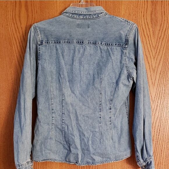 Vintage County Seat Faded Blue Denim Shirt Jr. M - Picture 2 of 2